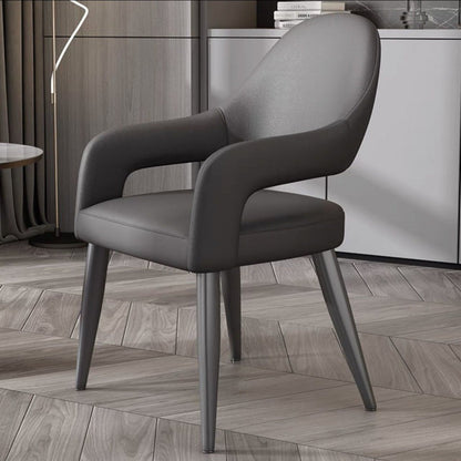 Contemporary Scandinavian Square Cushion Microfiber Leather Iron Backrest Armrest Or Dining Room