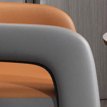 Contemporary Scandinavian Square Cushion Microfiber Leather Iron Backrest Armrest Or Dining Room