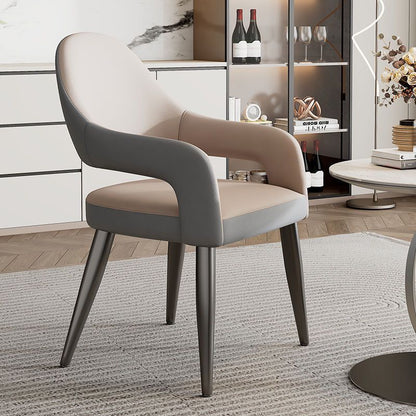 Contemporary Scandinavian Square Cushion Microfiber Leather Iron Backrest Armrest Or Dining Room