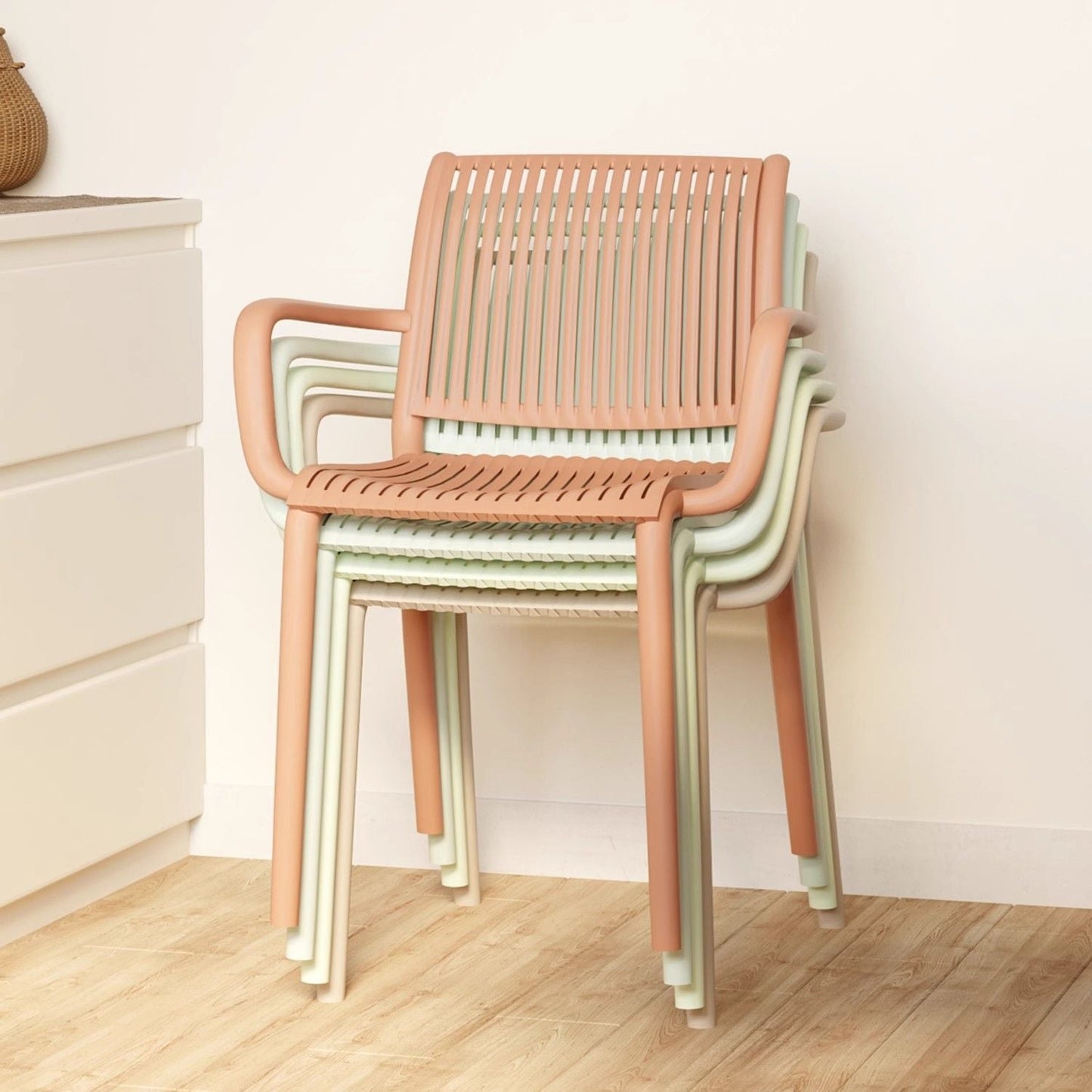 Modern Simplicity Rectangular Back Plastic Dining Chair Backrest Armrest For Dining Room