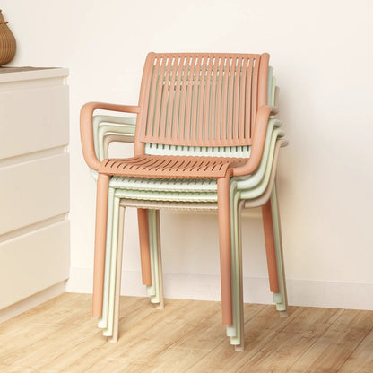 Modern Simplicity Rectangular Back Plastic Dining Chair Backrest Armrest For Dining Room