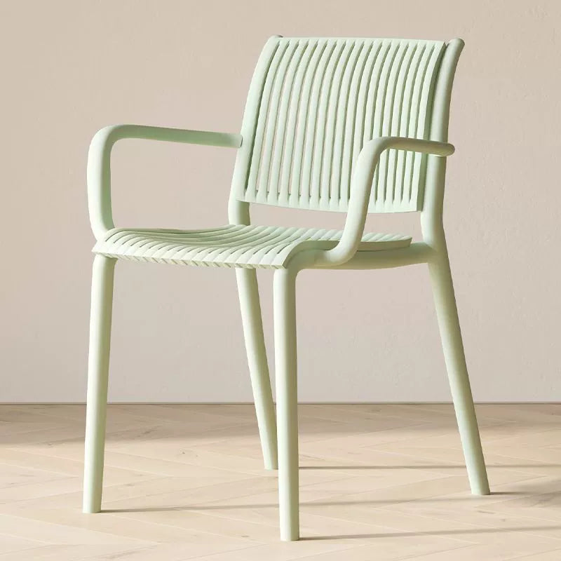 Modern Simplicity Rectangular Back Plastic Dining Chair Backrest Armrest For Dining Room