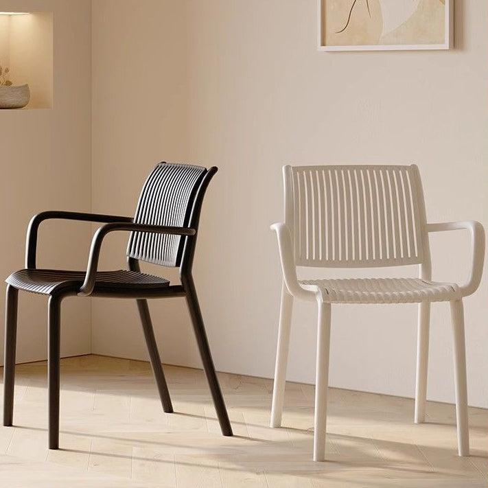 Modern Simplicity Rectangular Back Plastic Dining Chair Backrest Armrest For Dining Room