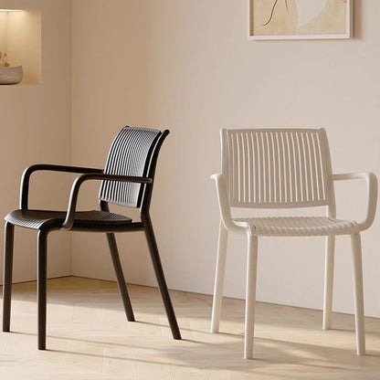 Modern Simplicity Rectangular Back Plastic Dining Chair Backrest Armrest For Dining Room
