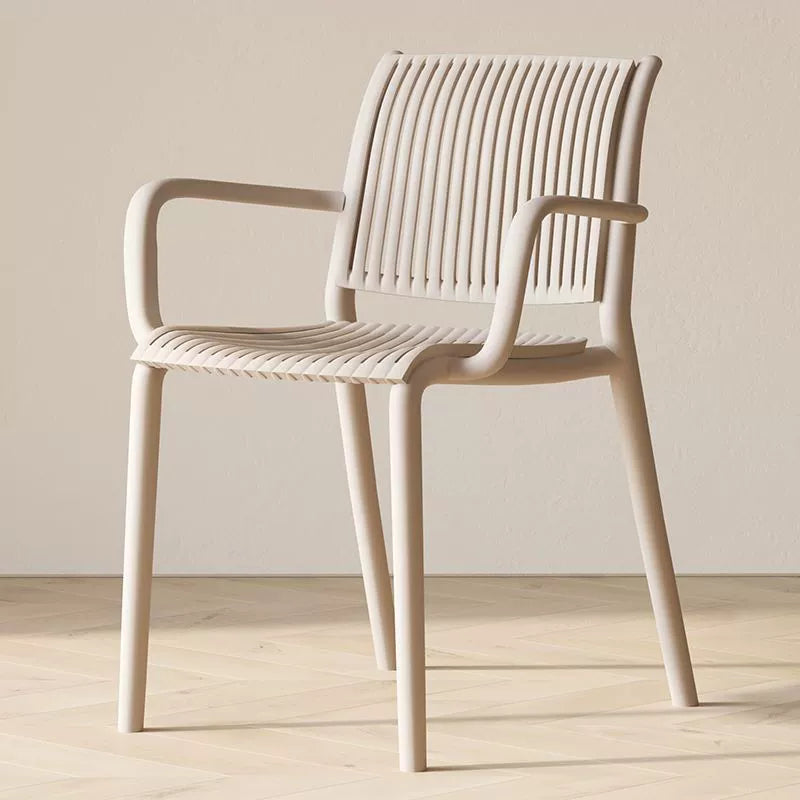 Modern Simplicity Rectangular Back Plastic Dining Chair Backrest Armrest For Dining Room