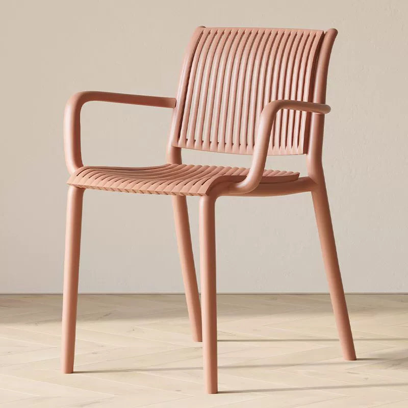 Modern Simplicity Rectangular Back Plastic Dining Chair Backrest Armrest For Dining Room