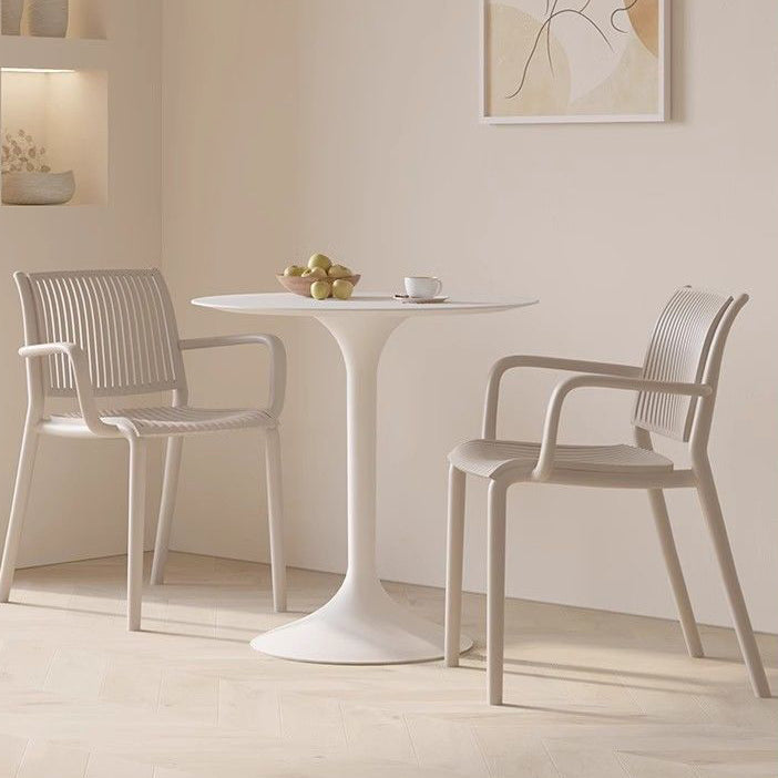 Modern Simplicity Rectangular Back Plastic Dining Chair Backrest Armrest For Dining Room