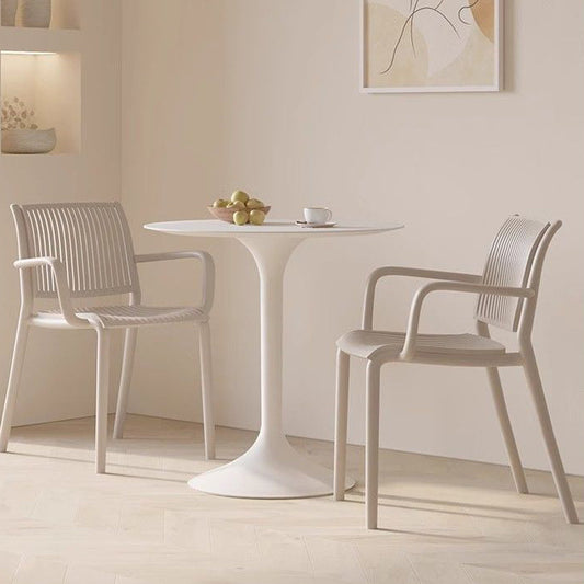 Modern Simplicity Rectangular Back Plastic Dining Chair Backrest Armrest For Dining Room