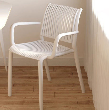 Modern Simplicity Rectangular Back Plastic Dining Chair Backrest Armrest For Dining Room