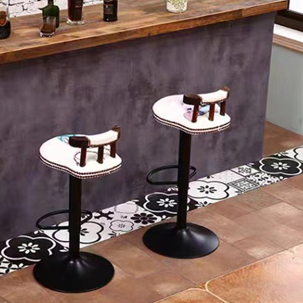 Modern Shabby Chic Oval Cushion Oiled Wax Leather Solid Wood Bar Stool Backrest For Dining Room