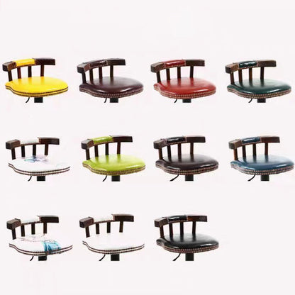 Modern Shabby Chic Oval Cushion Oiled Wax Leather Solid Wood Bar Stool Backrest For Dining Room