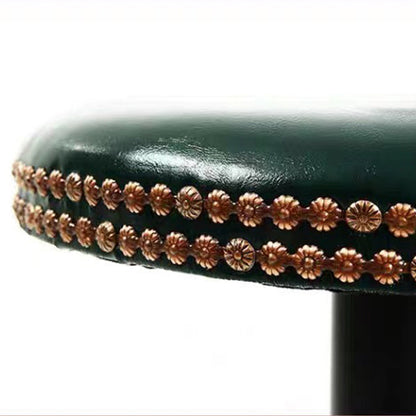 Modern Shabby Chic Oval Cushion Oiled Wax Leather Solid Wood Bar Stool Backrest For Dining Room