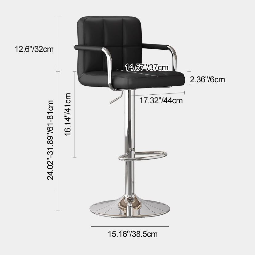 Modern Minimalist Rectangular Cushion PU Leather Stainless Steel Bar Stool Backrest For Dining Room