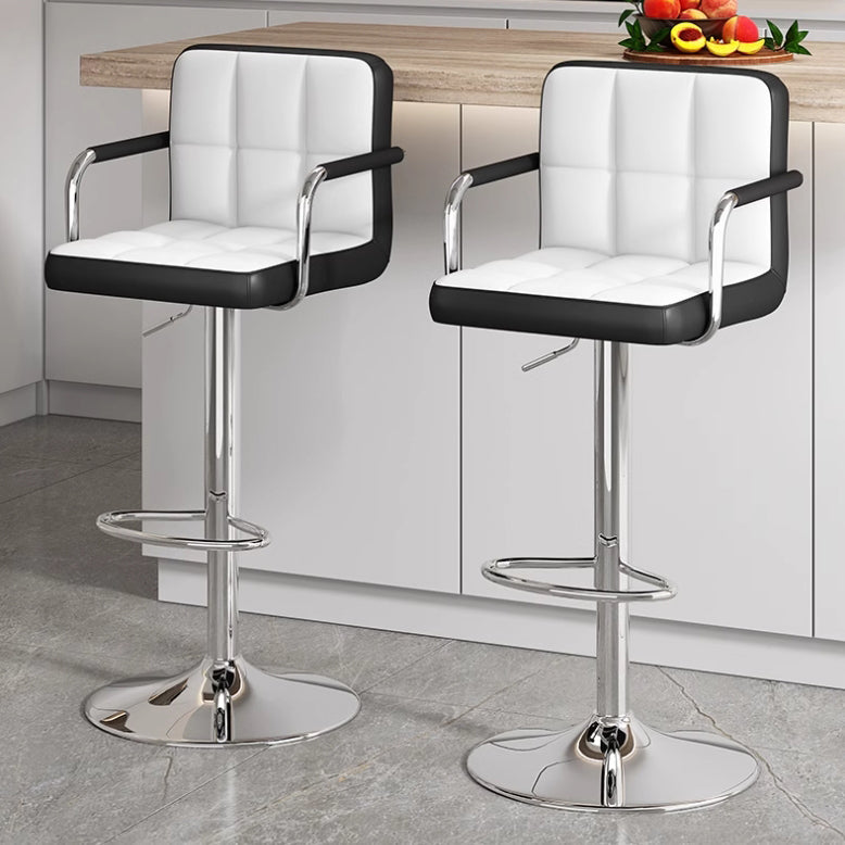 Modern Minimalist Rectangular Cushion PU Leather Stainless Steel Bar Stool Backrest For Dining Room