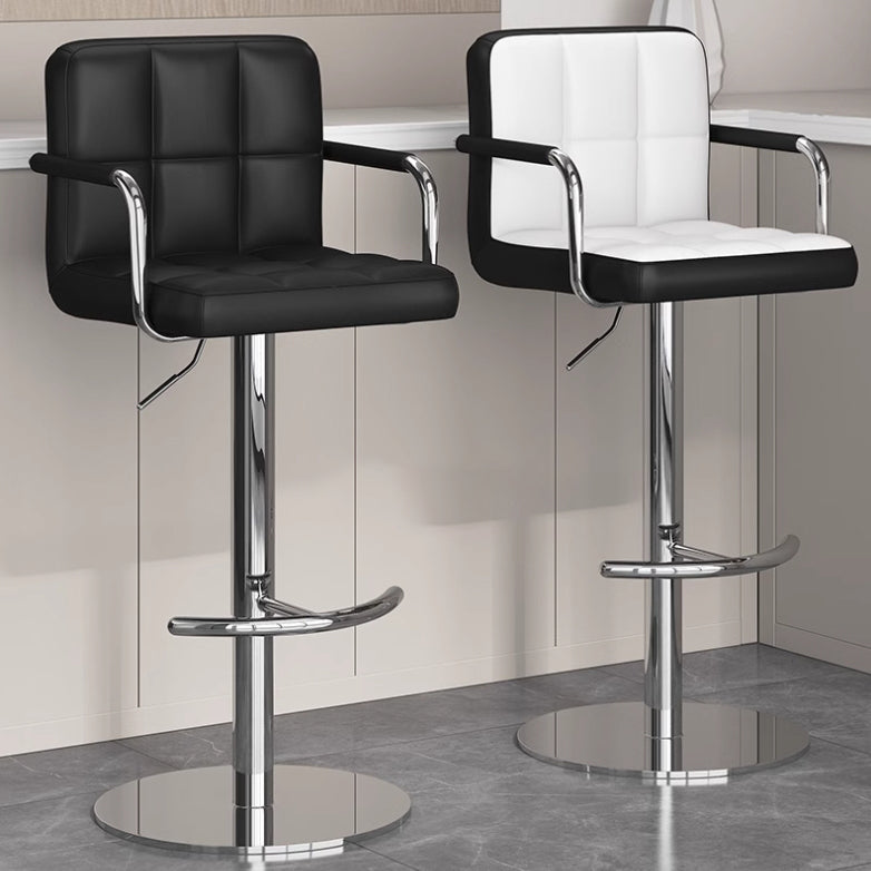 Modern Minimalist Rectangular Cushion PU Leather Stainless Steel Bar Stool Backrest For Dining Room