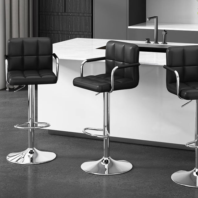 Modern Minimalist Rectangular Cushion PU Leather Stainless Steel Bar Stool Backrest For Dining Room