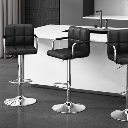 Modern Minimalist Rectangular Cushion PU Leather Stainless Steel Bar Stool Backrest For Dining Room