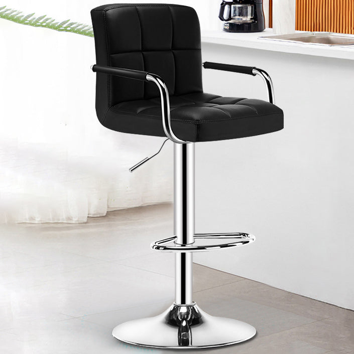 Modern Minimalist Rectangular Cushion PU Leather Stainless Steel Bar Stool Backrest For Dining Room