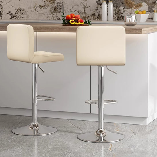 Modern Minimalist Rectangular Cushion PU Leather Stainless Steel Bar Stool Backrest For Dining Room