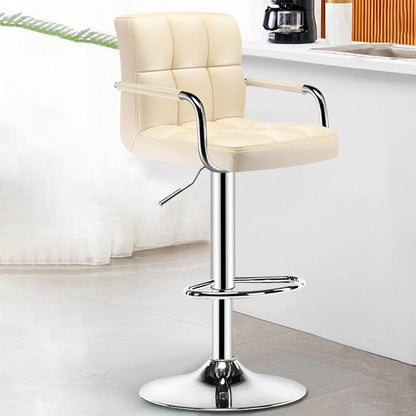 Modern Minimalist Rectangular Cushion PU Leather Stainless Steel Bar Stool Backrest For Dining Room