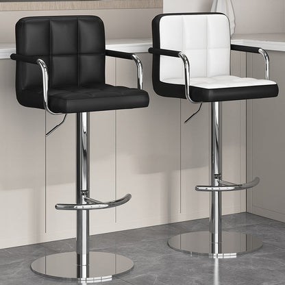 Modern Minimalist Rectangular Cushion PU Leather Stainless Steel Bar Stool Backrest For Dining Room