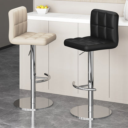 Modern Minimalist Rectangular Cushion PU Leather Stainless Steel Bar Stool Backrest For Dining Room