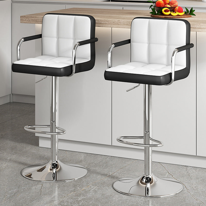 Modern Minimalist Rectangular Cushion PU Leather Stainless Steel Bar Stool Backrest For Dining Room