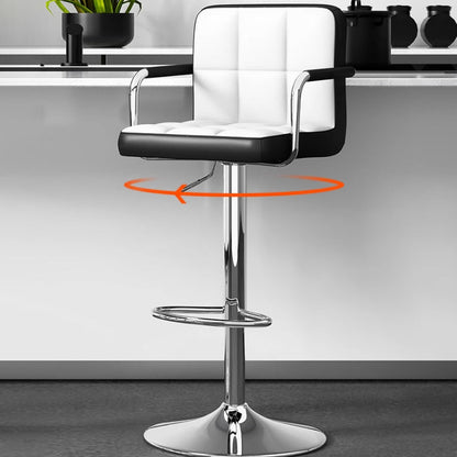 Modern Minimalist Rectangular Cushion PU Leather Stainless Steel Bar Stool Backrest For Dining Room