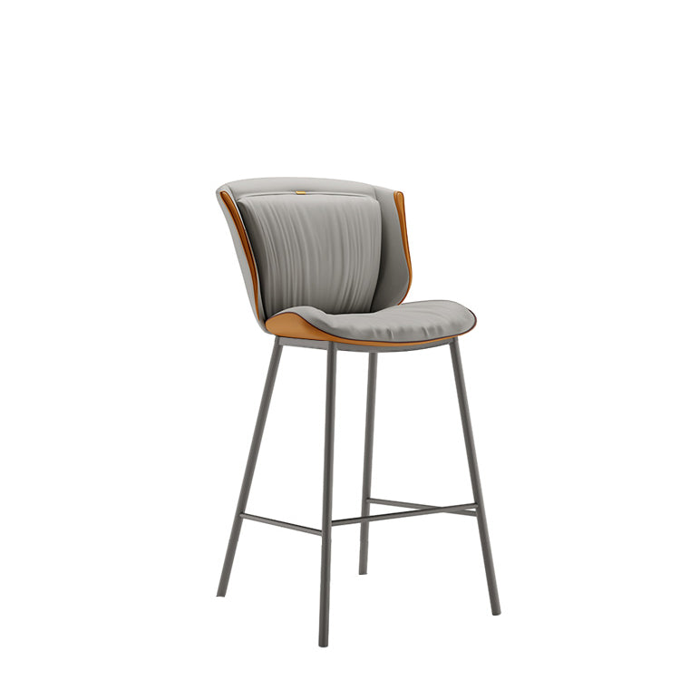 Modern Luxury Trapezoid Cushion Microfiber Leather Carbon Steel Bar Stool Backrest For Dining Room