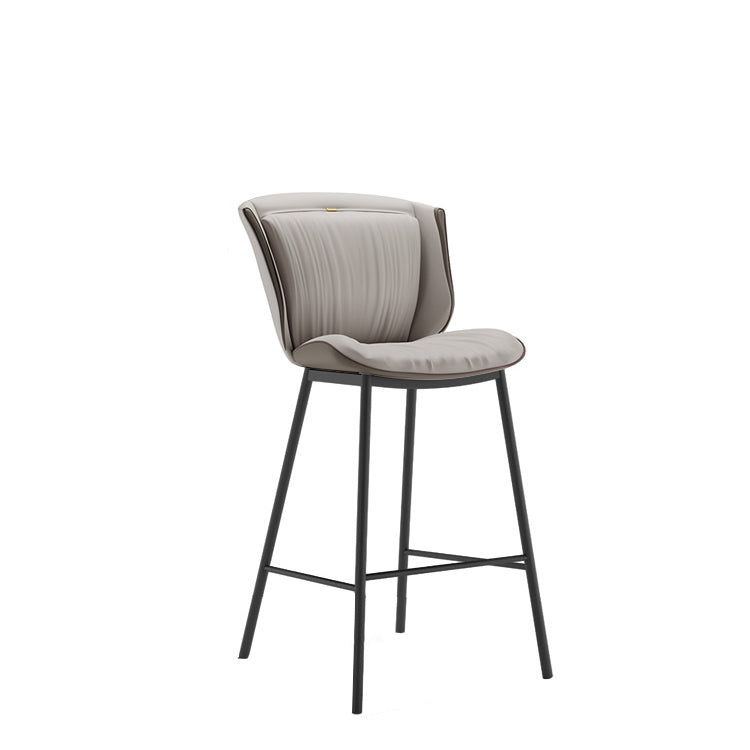 Modern Luxury Trapezoid Cushion Microfiber Leather Carbon Steel Bar Stool Backrest For Dining Room