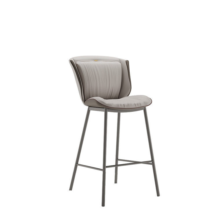 Modern Luxury Trapezoid Cushion Microfiber Leather Carbon Steel Bar Stool Backrest For Dining Room