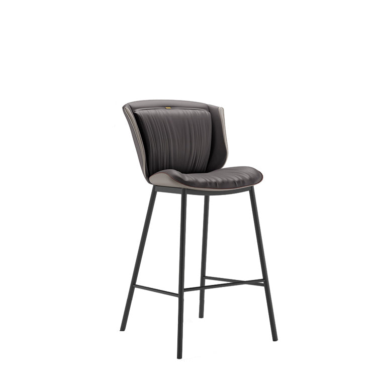 Modern Luxury Trapezoid Cushion Microfiber Leather Carbon Steel Bar Stool Backrest For Dining Room