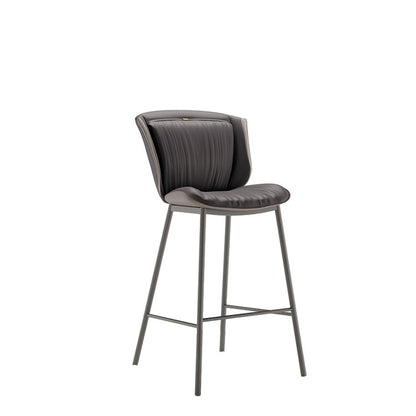 Modern Luxury Trapezoid Cushion Microfiber Leather Carbon Steel Bar Stool Backrest For Dining Room