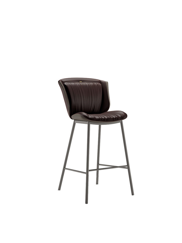 Modern Luxury Trapezoid Cushion Microfiber Leather Carbon Steel Bar Stool Backrest For Dining Room