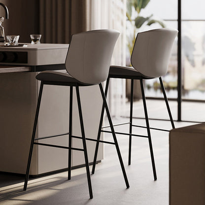 Modern Luxury Trapezoid Cushion Microfiber Leather Carbon Steel Bar Stool Backrest For Dining Room