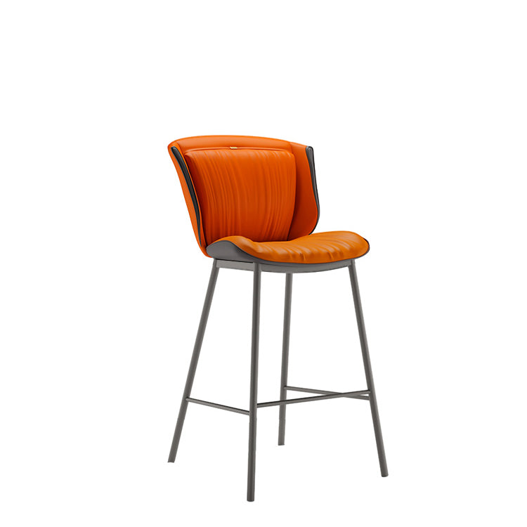 Modern Luxury Trapezoid Cushion Microfiber Leather Carbon Steel Bar Stool Backrest For Dining Room