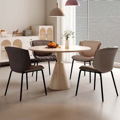 Modern Luxury Trapezoid Cushion Microfiber Leather Carbon Steel Bar Stool Backrest For Dining Room