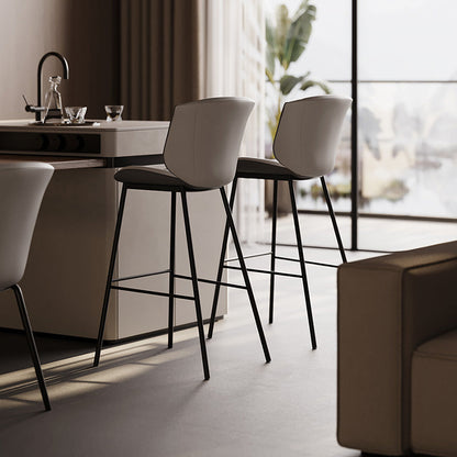 Modern Luxury Trapezoid Cushion Microfiber Leather Carbon Steel Bar Stool Backrest For Dining Room