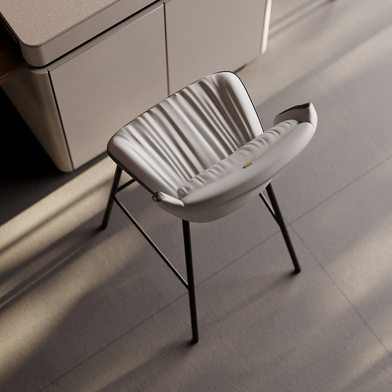 Modern Luxury Trapezoid Cushion Microfiber Leather Carbon Steel Bar Stool Backrest For Dining Room