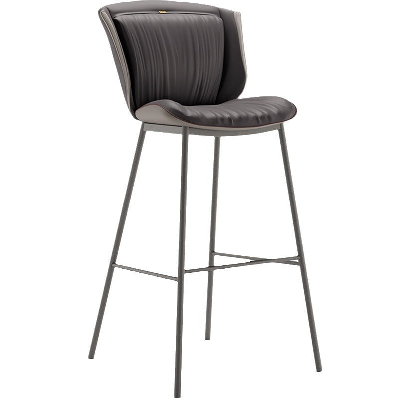 Modern Luxury Trapezoid Cushion Microfiber Leather Carbon Steel Bar Stool Backrest For Dining Room