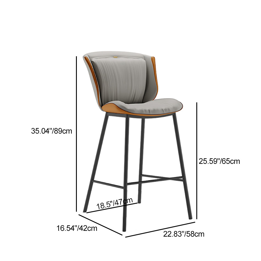 Modern Luxury Trapezoid Cushion Microfiber Leather Carbon Steel Bar Stool Backrest For Dining Room