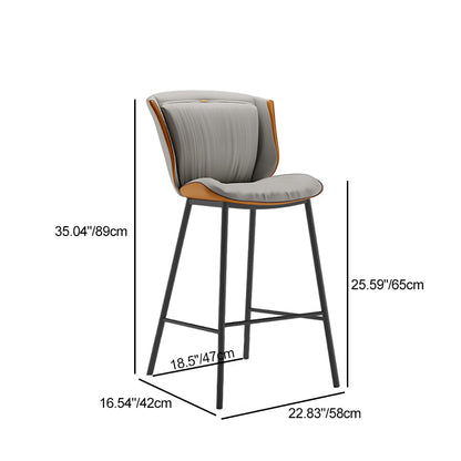 Modern Luxury Trapezoid Cushion Microfiber Leather Carbon Steel Bar Stool Backrest For Dining Room
