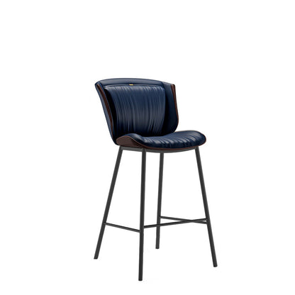 Modern Luxury Trapezoid Cushion Microfiber Leather Carbon Steel Bar Stool Backrest For Dining Room