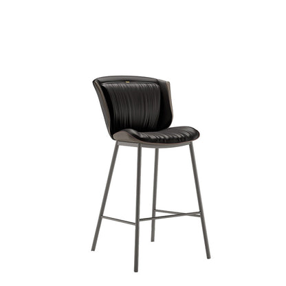 Modern Luxury Trapezoid Cushion Microfiber Leather Carbon Steel Bar Stool Backrest For Dining Room