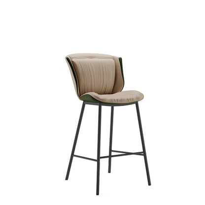 Modern Luxury Trapezoid Cushion Microfiber Leather Carbon Steel Bar Stool Backrest For Dining Room