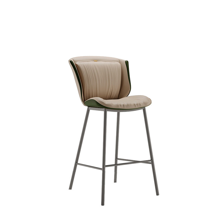 Modern Luxury Trapezoid Cushion Microfiber Leather Carbon Steel Bar Stool Backrest For Dining Room