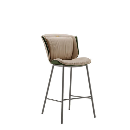 Modern Luxury Trapezoid Cushion Microfiber Leather Carbon Steel Bar Stool Backrest For Dining Room