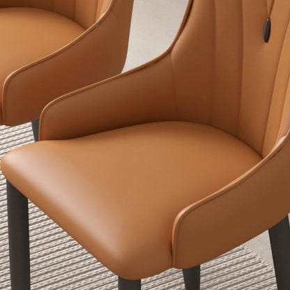 Contemporary Coastal Rectangular Back Carbon Steel Nappa Leather Resilient Foam Dining Chair Backrest Armrest For Dining Room