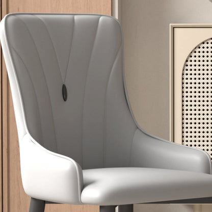 Contemporary Coastal Rectangular Back Carbon Steel Nappa Leather Resilient Foam Dining Chair Backrest Armrest For Dining Room