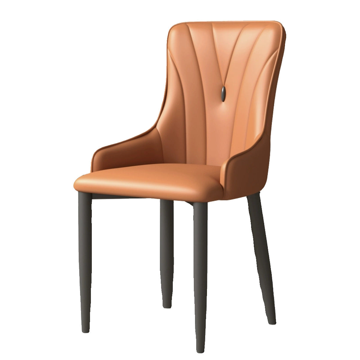 Contemporary Coastal Rectangular Back Carbon Steel Nappa Leather Resilient Foam Dining Chair Backrest Armrest For Dining Room